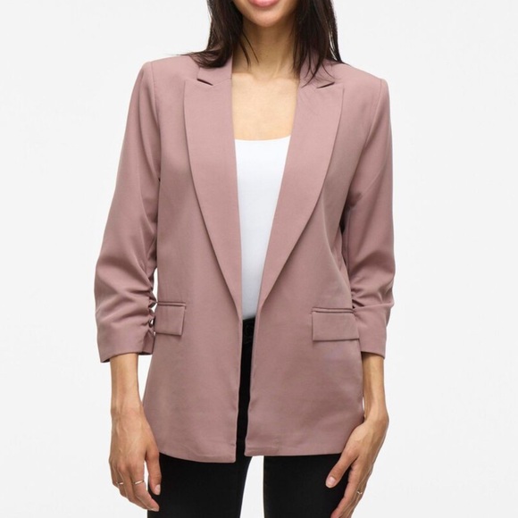 Jackets & Blazers - Mauve Stretch Blazer With Single Button Closure